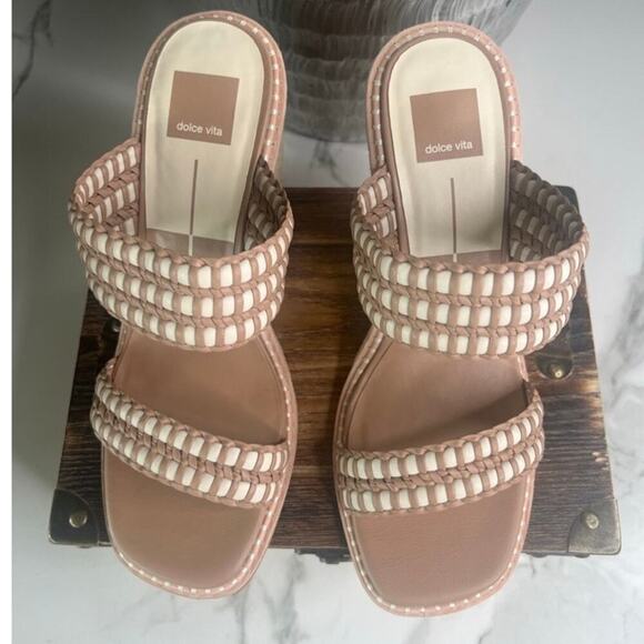 Dolce Vita Tan and Cream Wedge Sandals - Picture 3 of 9